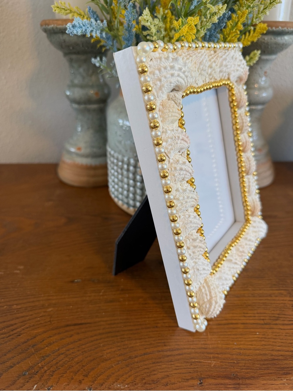 Seashell Beaded Photo Frame- Handcrafted - Picture 3 of 7